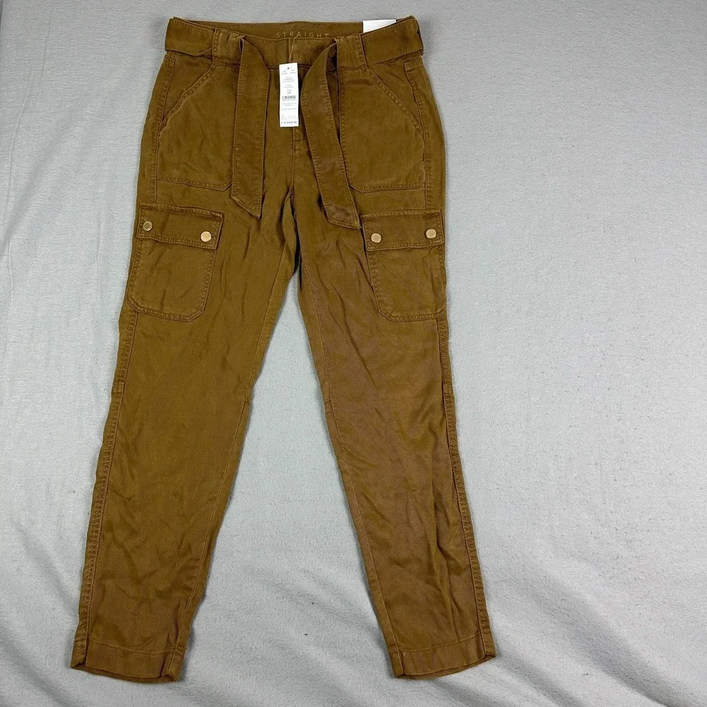 White House Black Market Brown tracksuit Jacket S cargo Pants 0 Stretch Set NEW - Picture 4 of 16